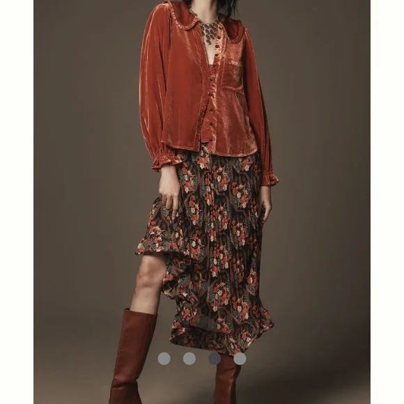 Anthropologie Pilcro Women's Velvet Rust Top NWT XL - Picture 2 of 4